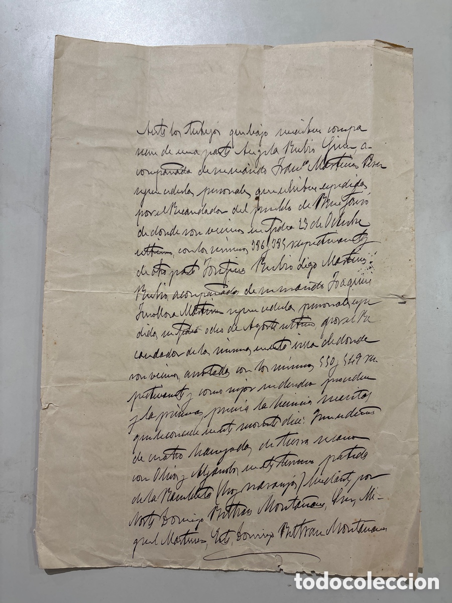 Manuscritos antiguos: DOC. FINCA DE TIERRA SECANO OLIVOS Y ALGARROBOS. HERENCIA Y CESI&Oacute;N. BENIFAIRO, 23 OCTUBRE 1924.