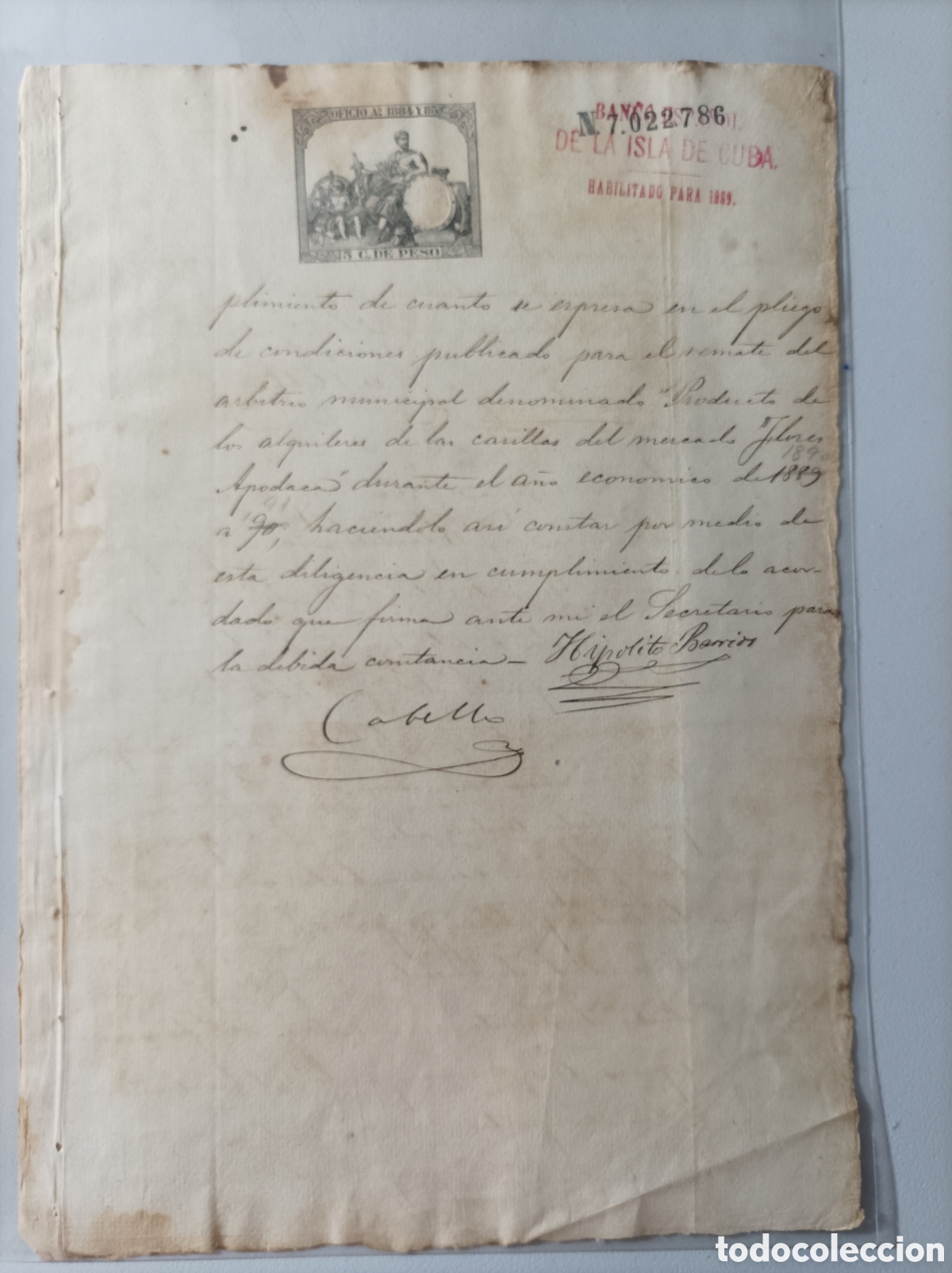 Manuscritos antiguos: Cuba espa&ntilde;ola, documento judicial a&ntilde;o 1889. - Foto 1