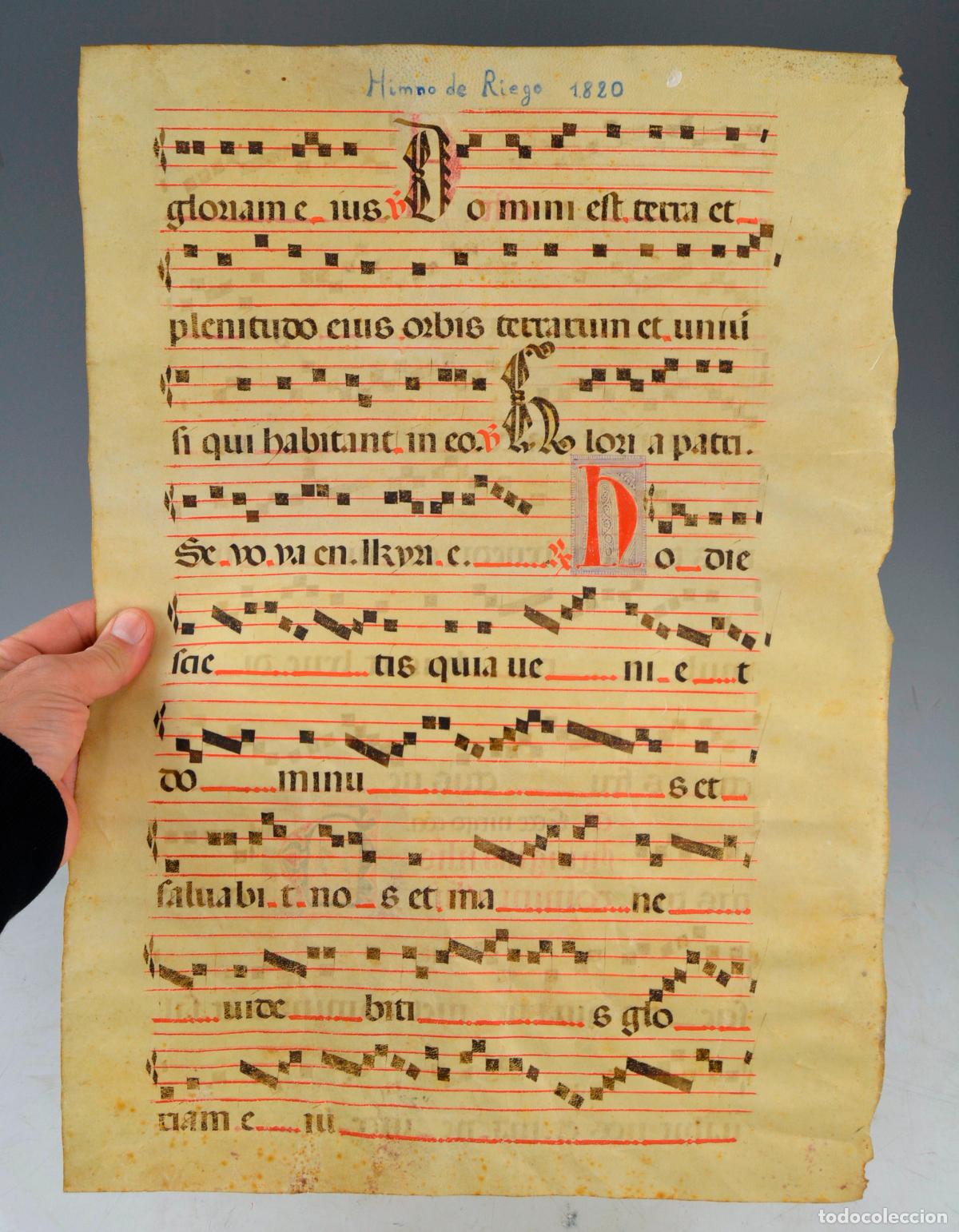 Manoscritti antichi: MB4. Hoja de cantoral antigua, siglo XVII. Ver fotos. 52,5x37cm