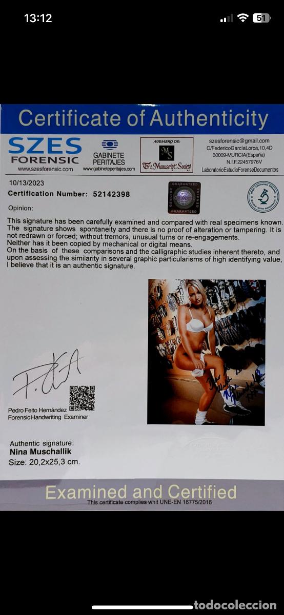Manuscritos antiguos: Firma dedicada de Nina Muschallic actrz - Foto 2