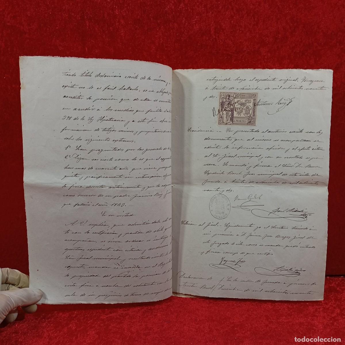 Manuscritos antiguos: ESCRITURAS NOTARIALES DE JUNEDA Y TORREGROSA - 1892 Y 1884 - OBISPADO DE L&Eacute;RIDA / CAA - 37 - Foto 2