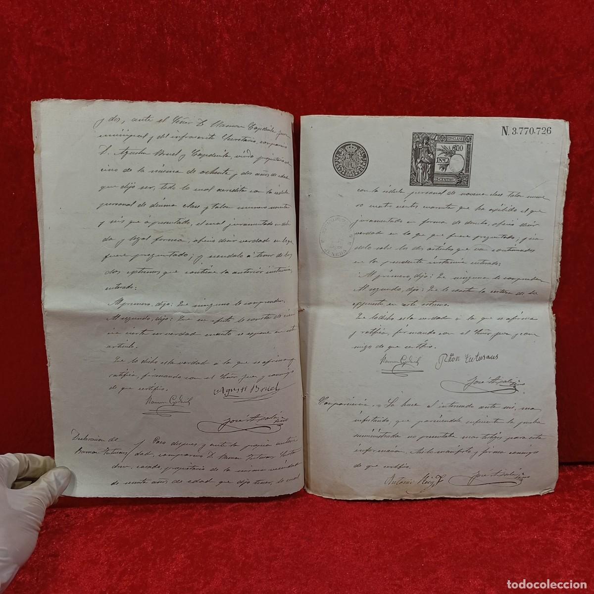 Manuscritos antiguos: ESCRITURAS NOTARIALES DE JUNEDA Y TORREGROSA - 1892 Y 1884 - OBISPADO DE L&Eacute;RIDA / CAA - 37 - Foto 3