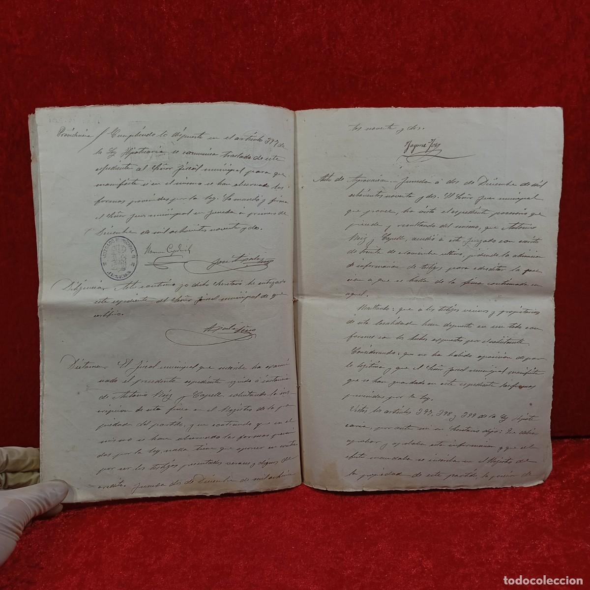 Manuscritos antiguos: ESCRITURAS NOTARIALES DE JUNEDA Y TORREGROSA - 1892 Y 1884 - OBISPADO DE L&Eacute;RIDA / CAA - 37 - Foto 4