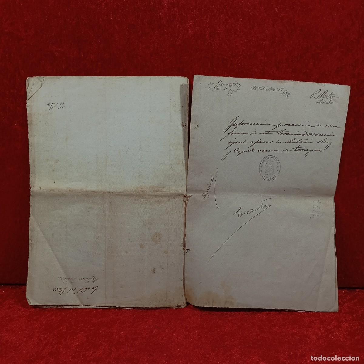 Manuscritos antiguos: ESCRITURAS NOTARIALES DE JUNEDA Y TORREGROSA - 1892 Y 1884 - OBISPADO DE L&Eacute;RIDA / CAA - 37 - Foto 6