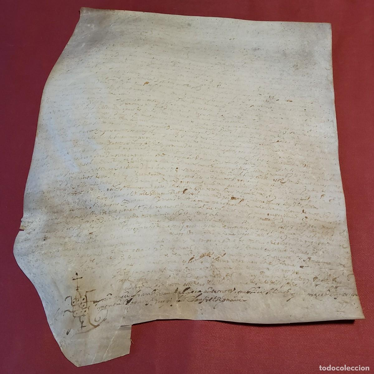 Manuscritos antiguos: ANTIGUO DOCUMENTO EN PERGAMINO MANUSCRITO, ORIGINAL A&Ntilde;O 1656 - Foto 1