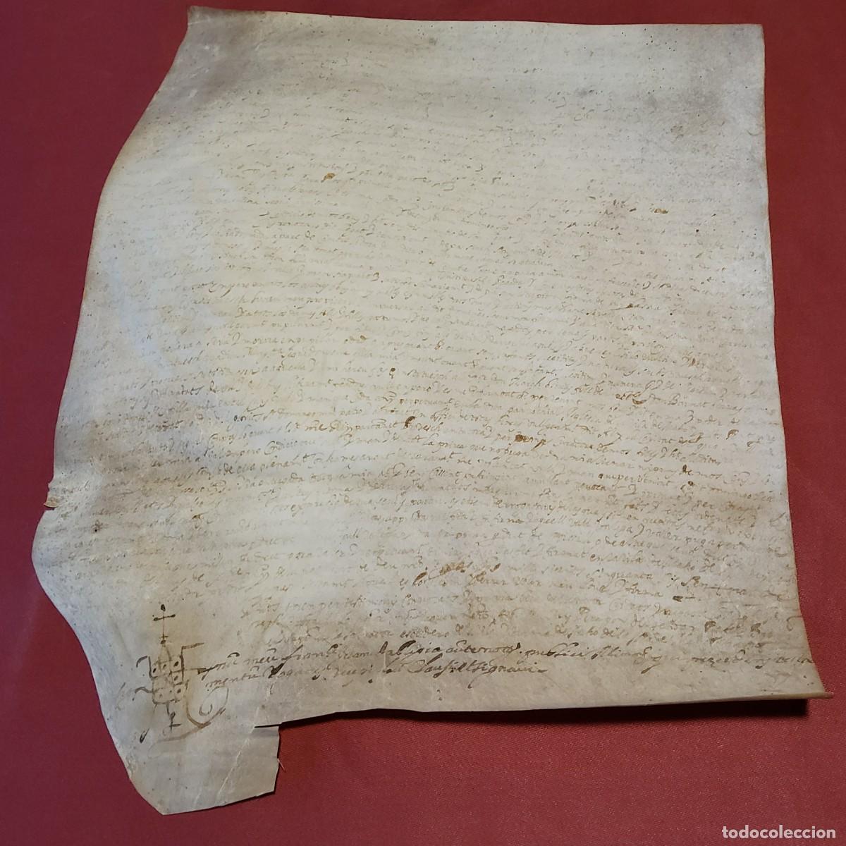 Manuscritos antiguos: ANTIGUO DOCUMENTO EN PERGAMINO MANUSCRITO, ORIGINAL A&Ntilde;O 1656 - Foto 2