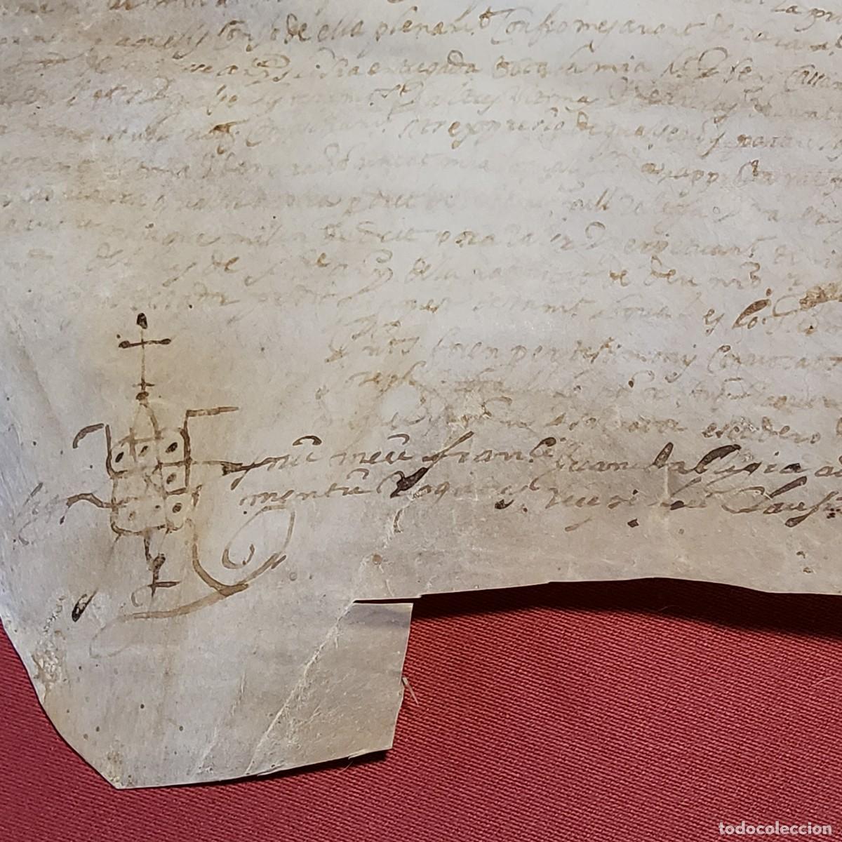 Manuscritos antiguos: ANTIGUO DOCUMENTO EN PERGAMINO MANUSCRITO, ORIGINAL A&Ntilde;O 1656 - Foto 5