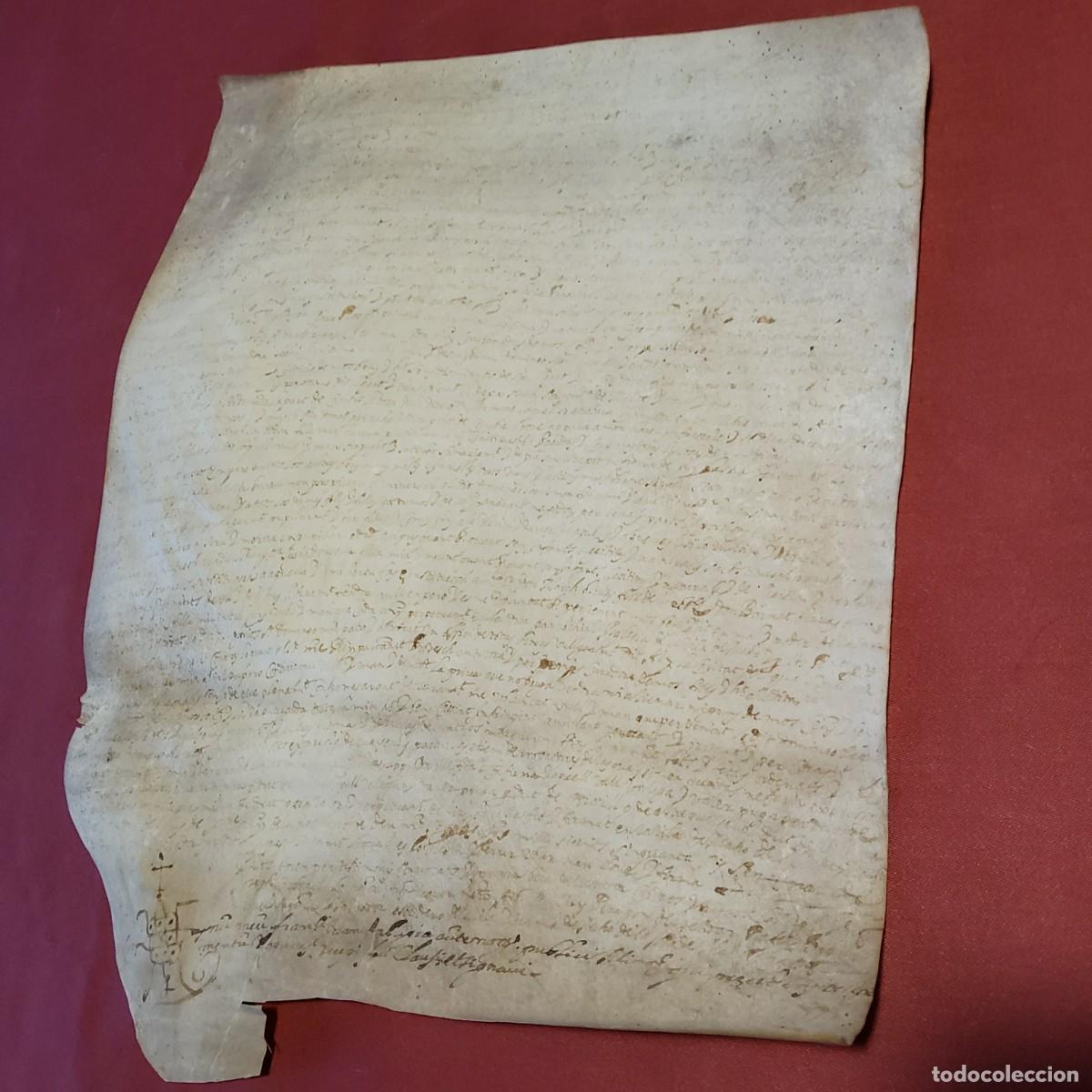 Manuscritos antiguos: ANTIGUO DOCUMENTO EN PERGAMINO MANUSCRITO, ORIGINAL A&Ntilde;O 1656 - Foto 7