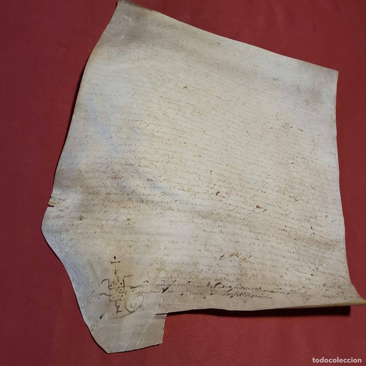 Manuscritos antiguos: ANTIGUO DOCUMENTO EN PERGAMINO MANUSCRITO, ORIGINAL A&Ntilde;O 1656 - Foto 8