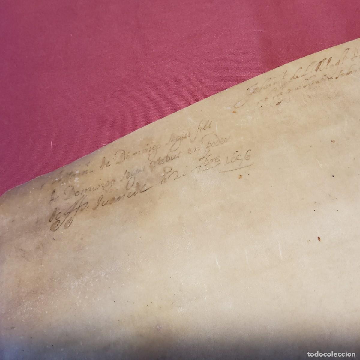 Manuscritos antiguos: ANTIGUO DOCUMENTO EN PERGAMINO MANUSCRITO, ORIGINAL A&Ntilde;O 1656 - Foto 10