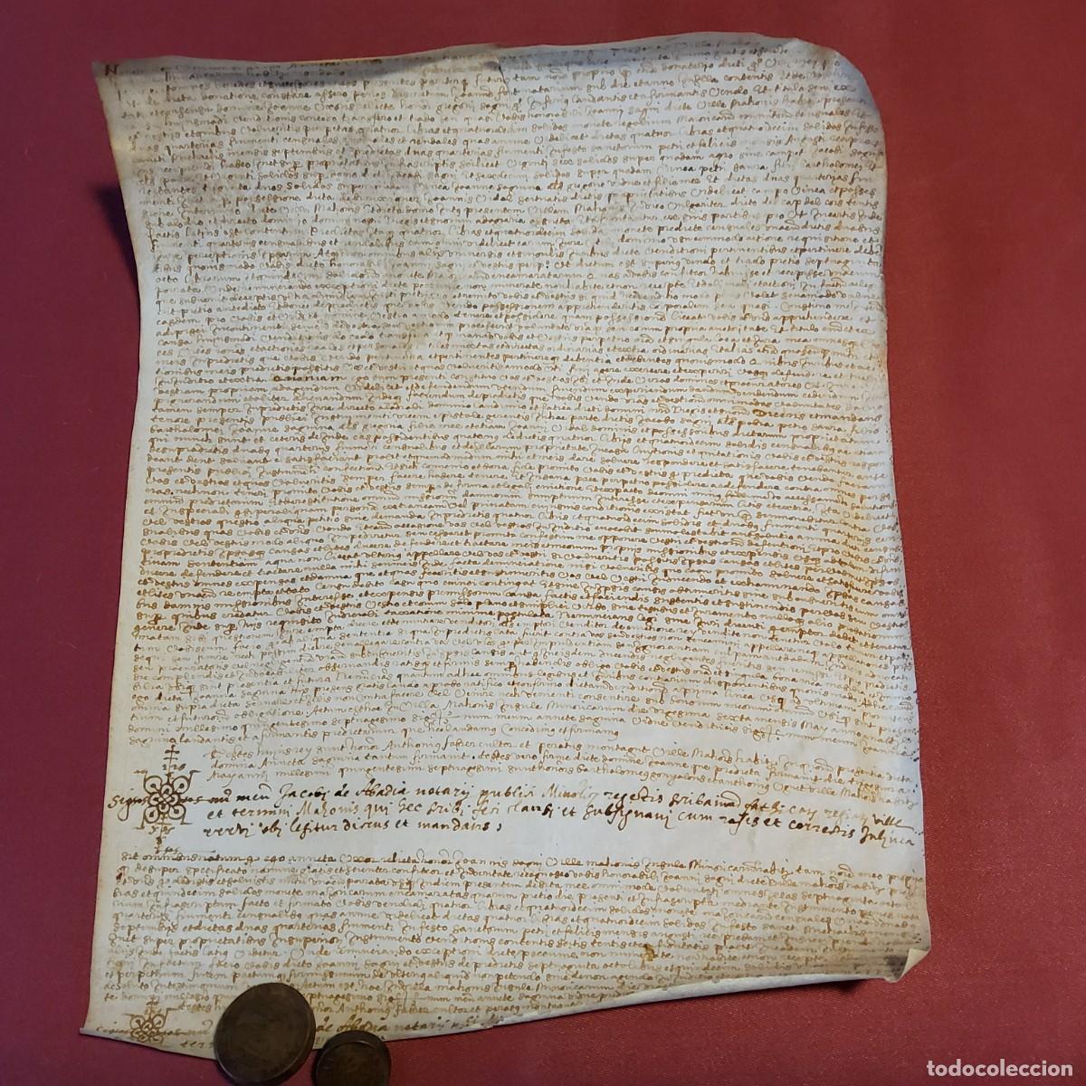 Manuscritos antiguos: ANTIGUO DOCUMENTO EN PERGAMINO MANUSCRITO, ORIGINAL 27 x 34 cm. - Foto 1