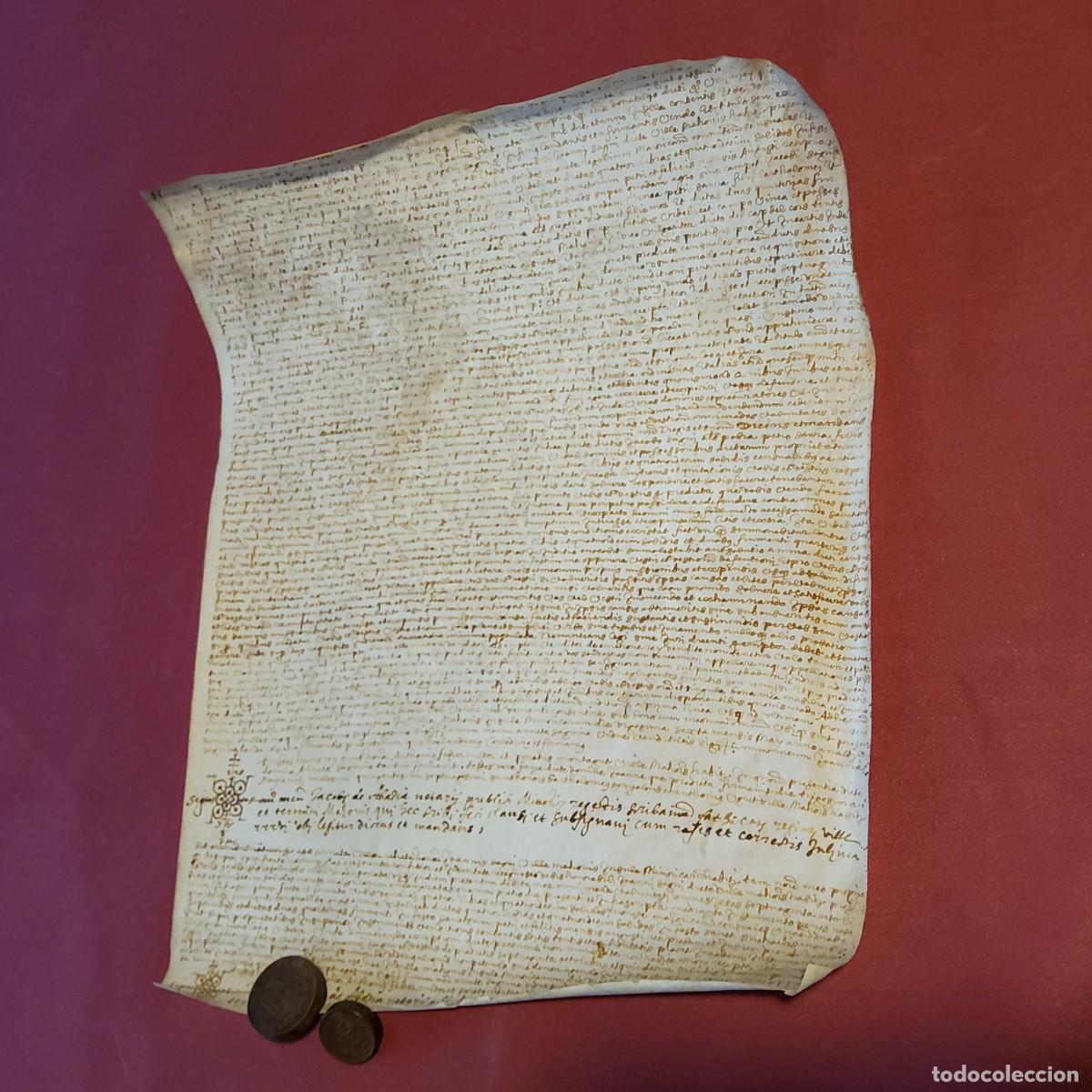 Manuscritos antiguos: ANTIGUO DOCUMENTO EN PERGAMINO MANUSCRITO, ORIGINAL 27 x 34 cm. - Foto 2