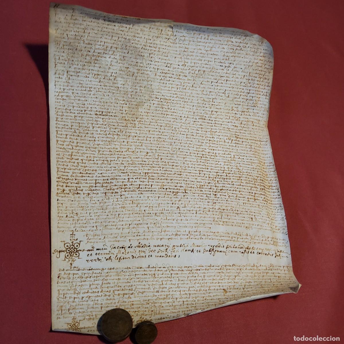 Manuscritos antiguos: ANTIGUO DOCUMENTO EN PERGAMINO MANUSCRITO, ORIGINAL 27 x 34 cm. - Foto 3