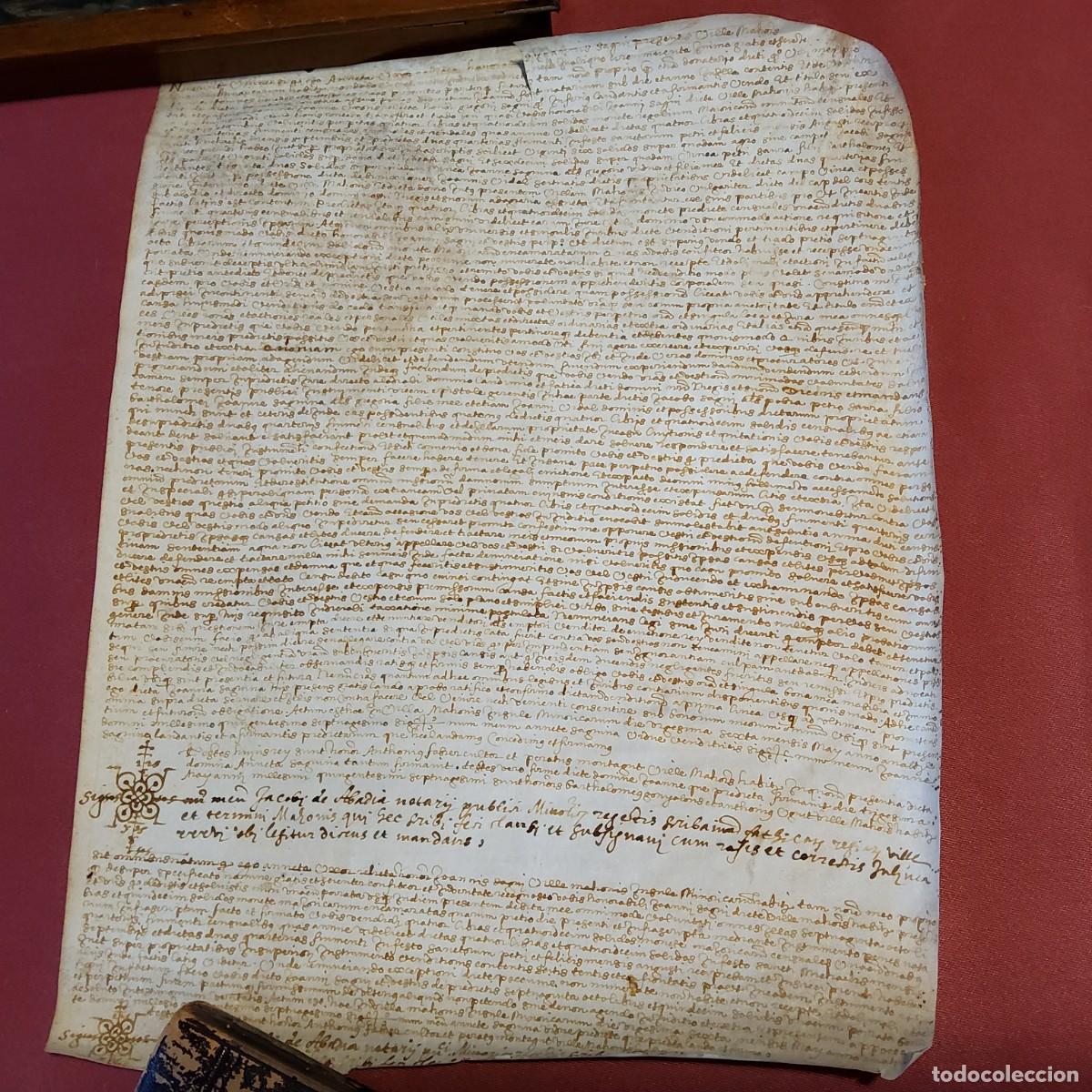 Manuscritos antiguos: ANTIGUO DOCUMENTO EN PERGAMINO MANUSCRITO, ORIGINAL 27 x 34 cm. - Foto 4