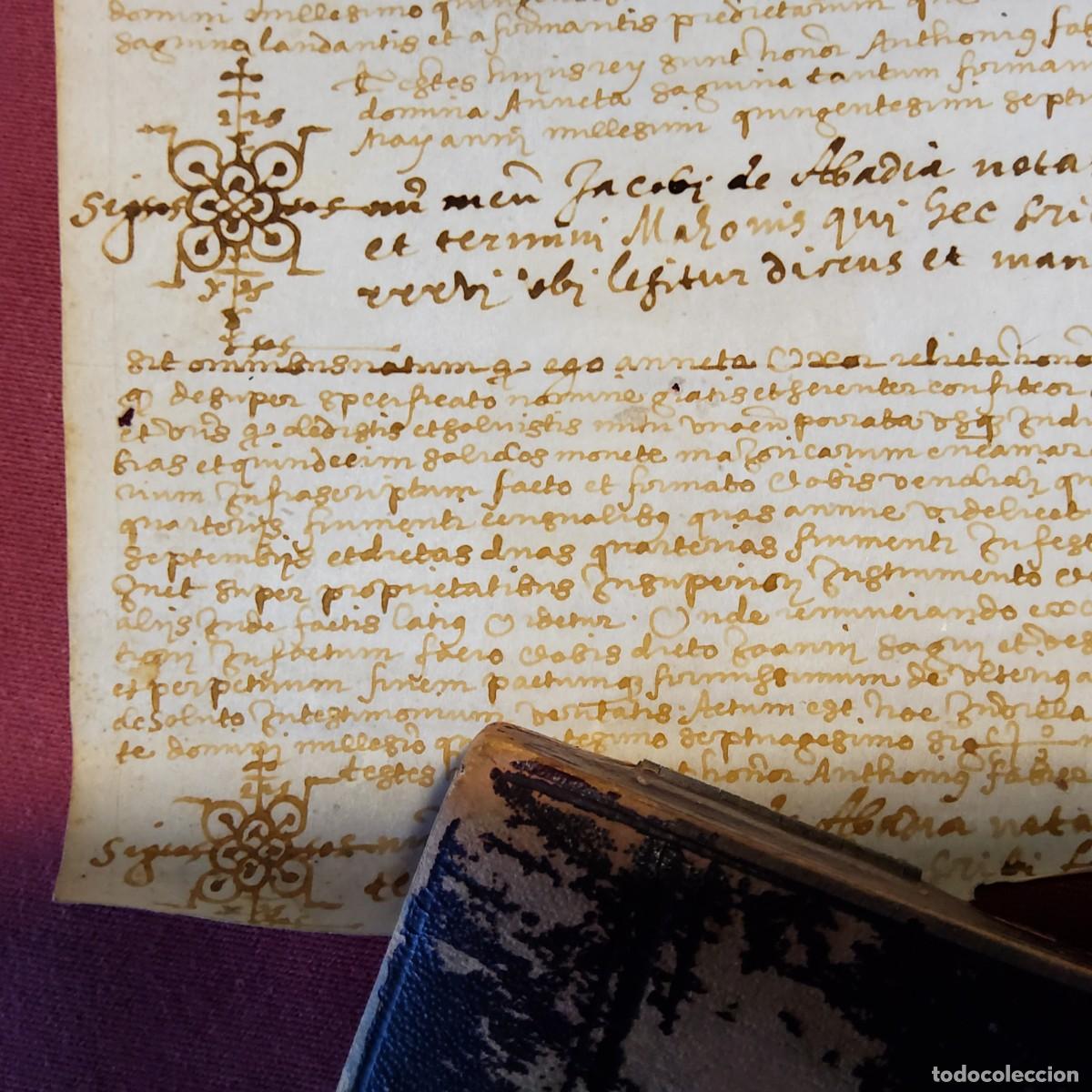 Manuscritos antiguos: ANTIGUO DOCUMENTO EN PERGAMINO MANUSCRITO, ORIGINAL 27 x 34 cm. - Foto 6