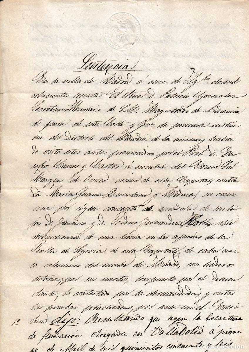 Manuscritos antiguos: 1860 MADRID SENTENCIA. MARQUES DE OVIECO DOCUMENTO MANUSCRITO - Foto 1