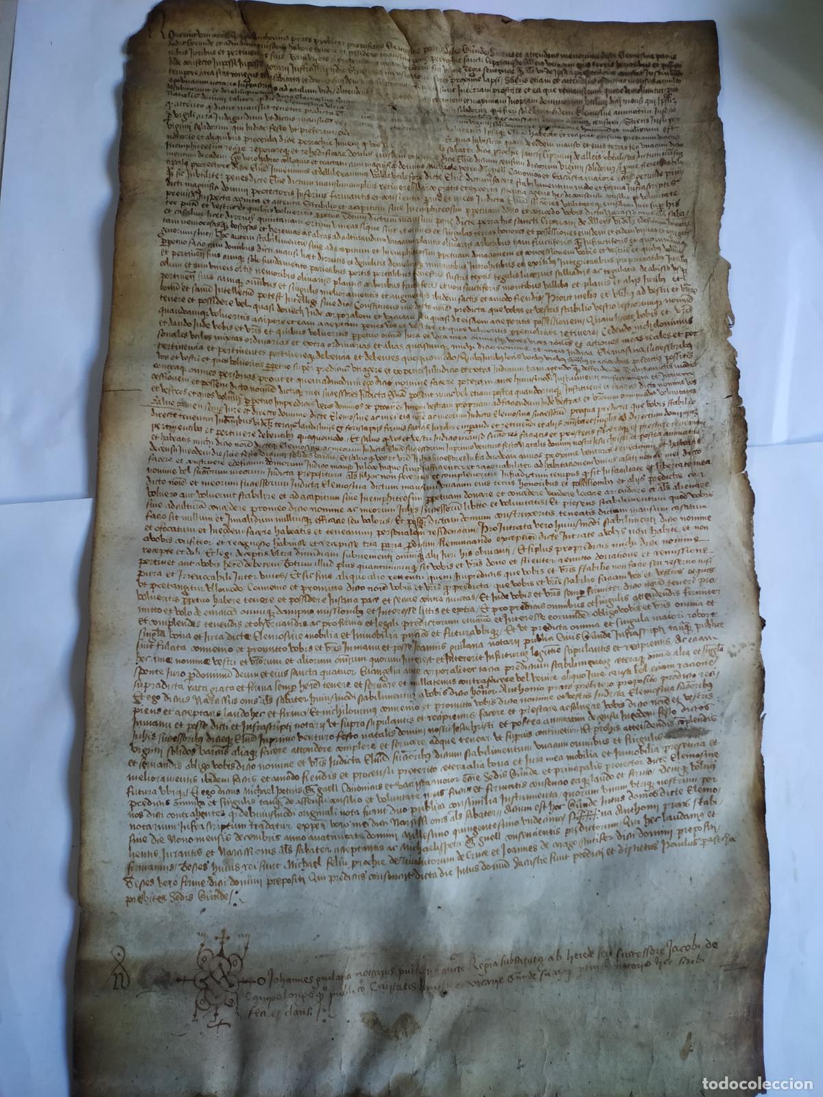 Manuscritos antigos: Manuscrito pergamino Girona 1511 Antonio Prat, heredades