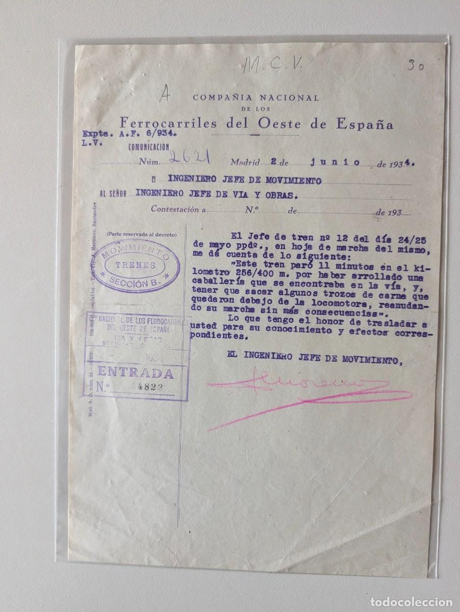 Manuscritos antiguos: 2/JUNIO/1934 EL TREN ARROYA CABALLO- FERROCARRILES DEL OESTE DE ESPA&Ntilde;A - Foto 1