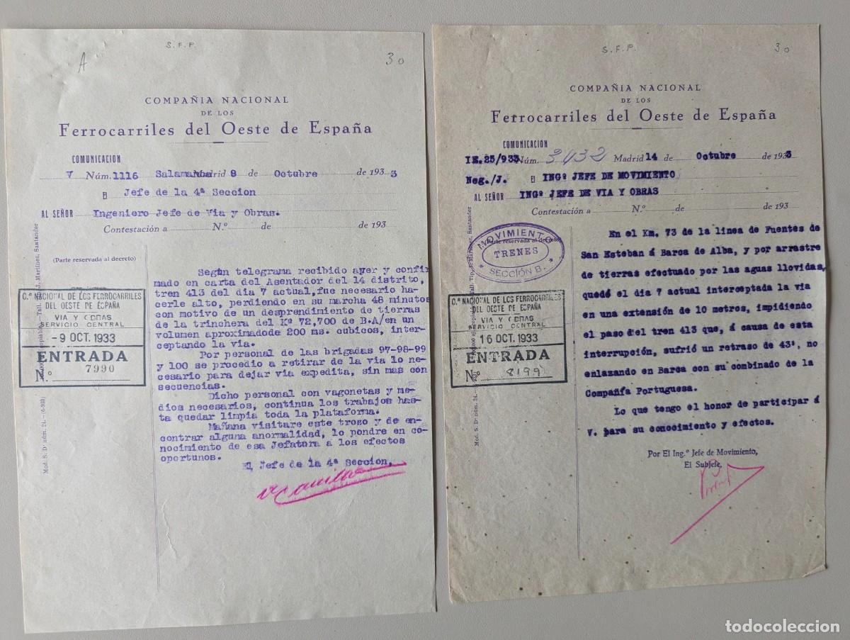Manuscritos antiguos: A&Ntilde;O 1933 FERROCARRILES OESTE DE ESPA&Ntilde;A - OFICIOS ACCIDENTES - Foto 1