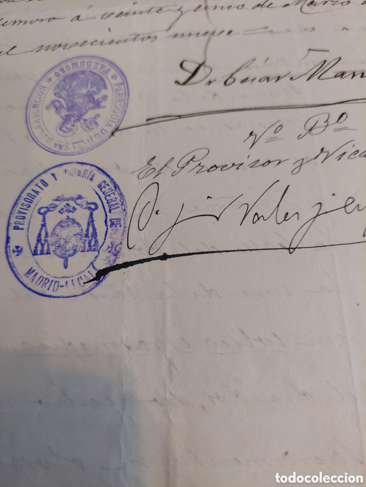 Manuscritos antiguos: Certificado defunci&oacute;n valdemoro Madrid - Foto 2