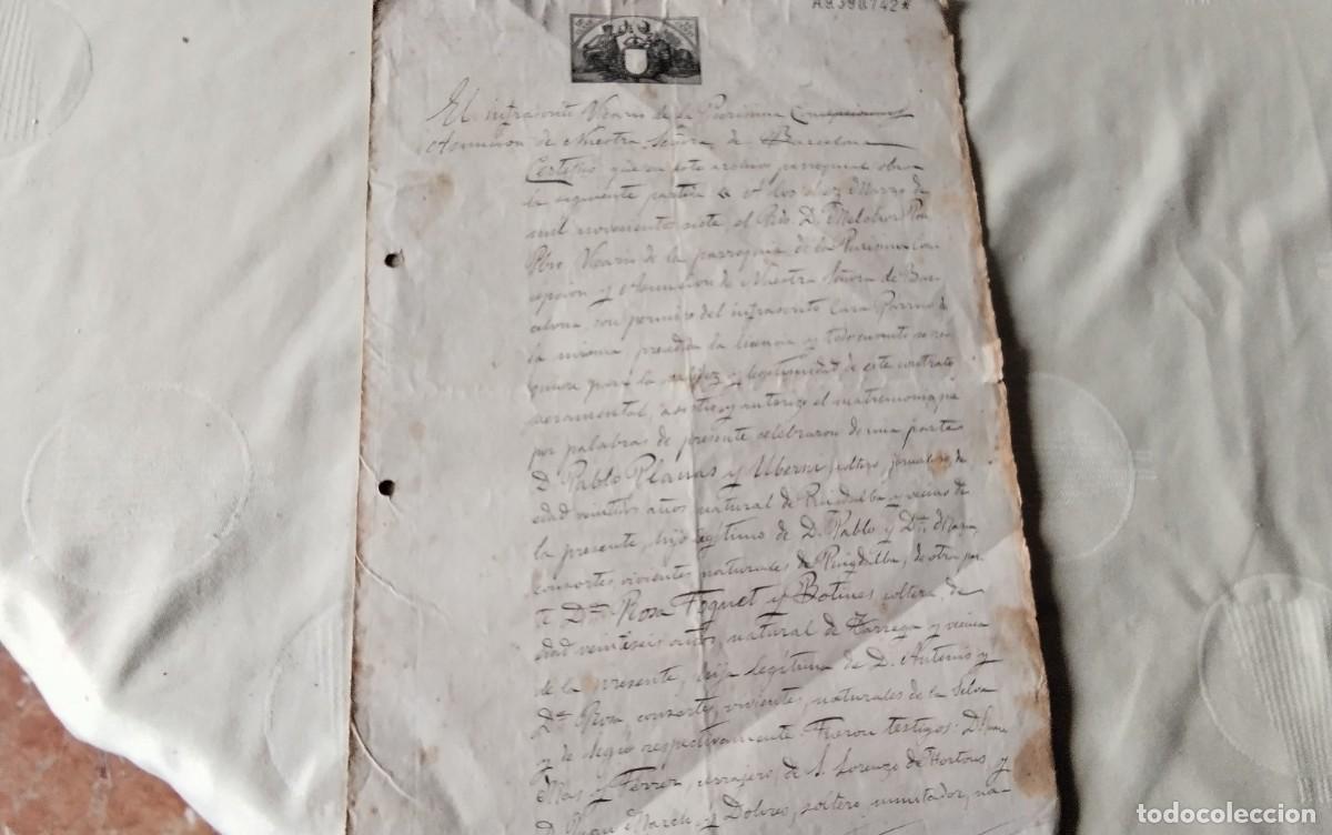 Manuscritos antiguos: BARCELONA , MANUSCRITO CON POLIZA DEL A&Ntilde;O 1907 - Foto 2