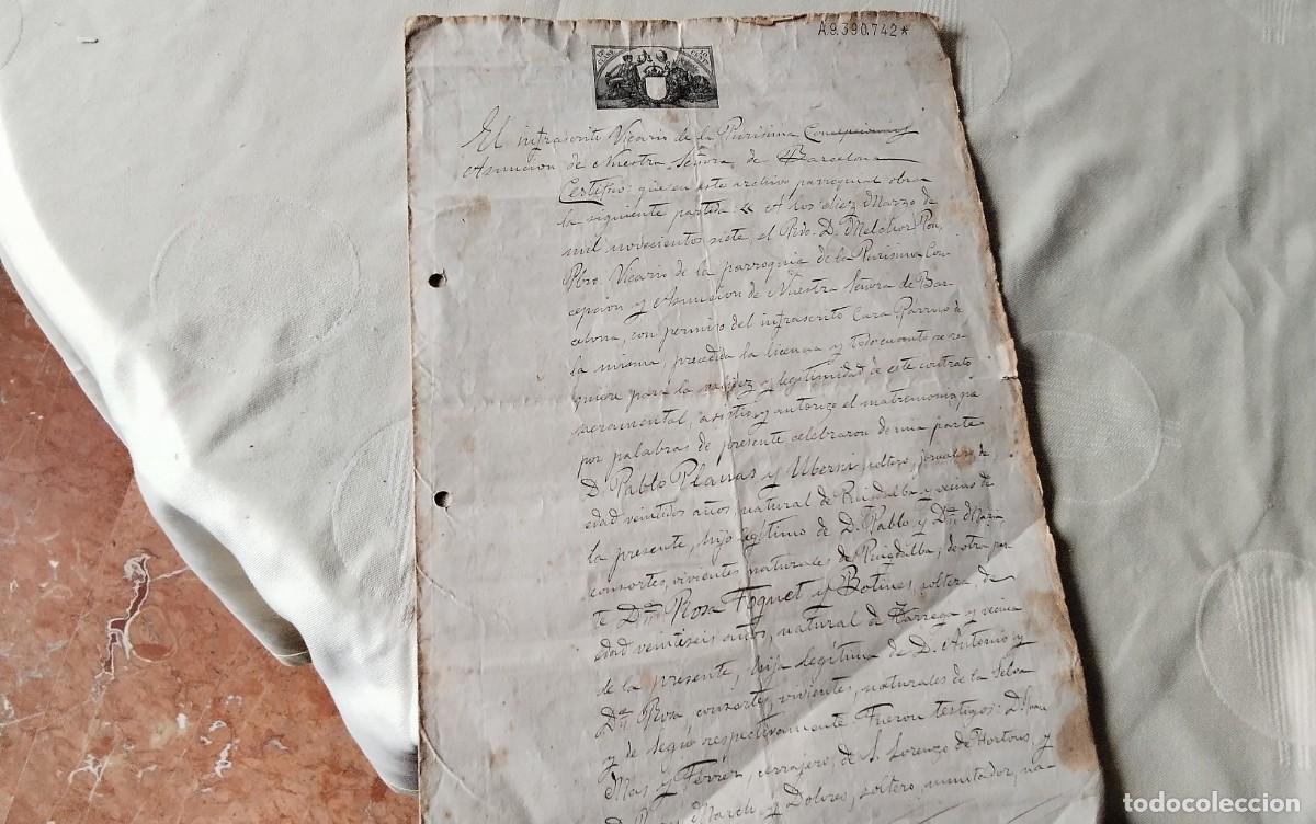 Manuscritos antiguos: BARCELONA , MANUSCRITO CON POLIZA DEL A&Ntilde;O 1907 - Foto 11