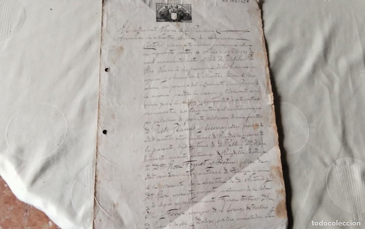 Manuscritos antiguos: BARCELONA , MANUSCRITO CON POLIZA DEL A&Ntilde;O 1907 - Foto 1
