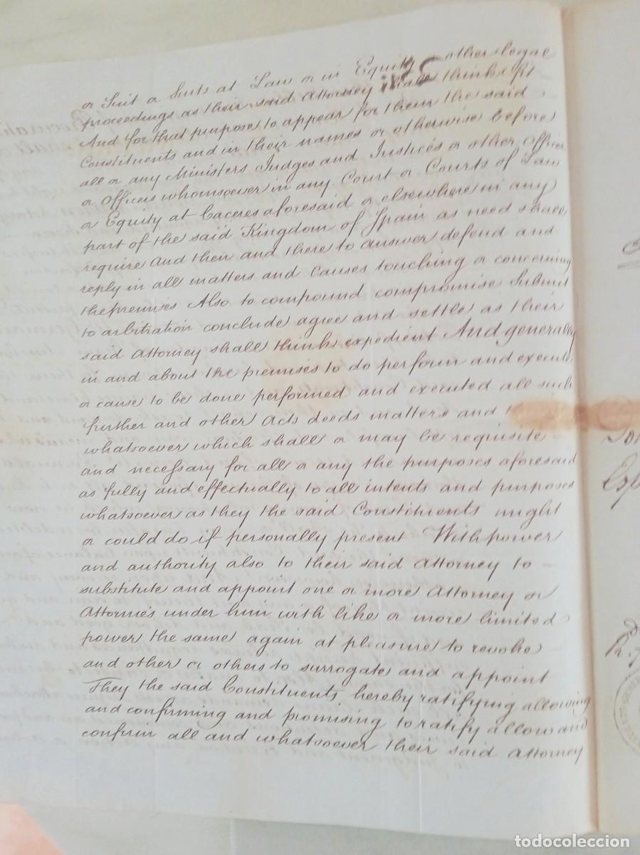 Manuscritos antiguos: PODER NOTARIAL A GERMAIN PETIT PARA COMERCIAR EN LONDRES (EXPORTACION DE LANA DE C&Aacute;CERES). 1837 - Foto 4