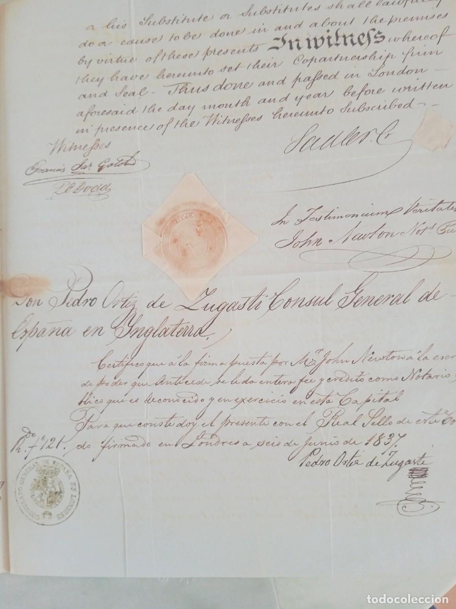 Manuscritos antiguos: PODER NOTARIAL A GERMAIN PETIT PARA COMERCIAR EN LONDRES (EXPORTACION DE LANA DE C&Aacute;CERES). 1837 - Foto 5