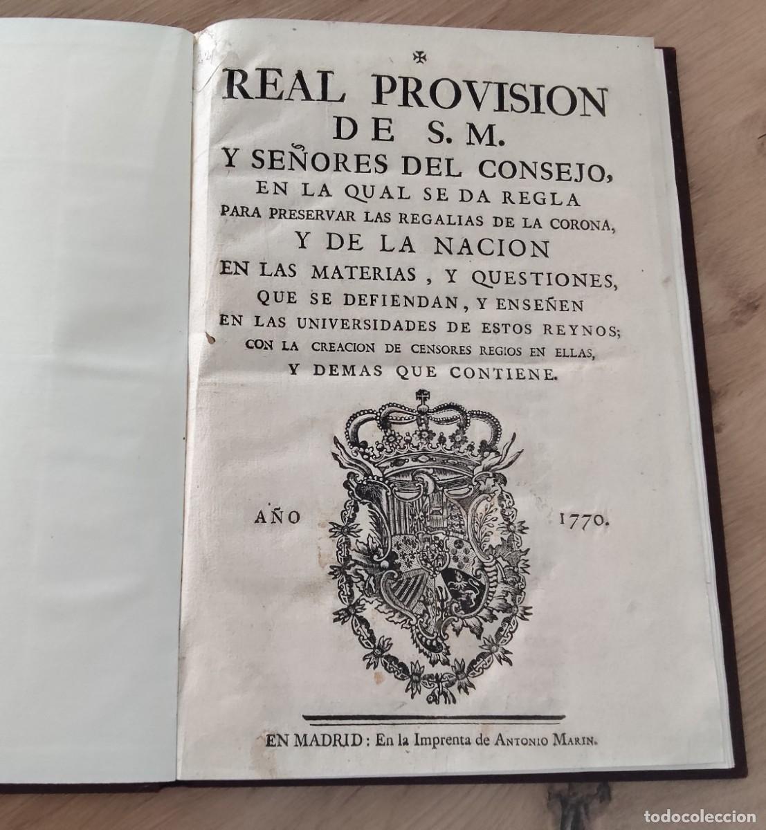 Ancient Manuscripts: REAL PROVISION DE S.M. REGLA PARA PRESERVAR LAS REGALIAS DE LA CORONA , A&Ntilde;O 1770