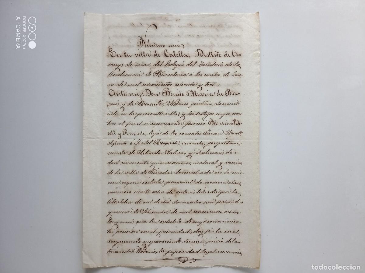 Manuscritos antiguos: LIBRERIA GHOTICA. TESTAMENTO EN LA VILLA DE CALELLA. ARENYS DE MAR. 1883. MANUSCRITO 9