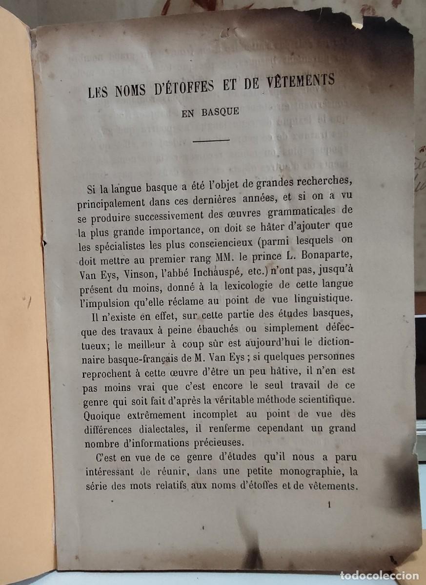 Manuscritos antiguos: Les noms d'&eacute;toffes et de v&ecirc;tements en basque. 1883. In-8&ordm; de 43 p.