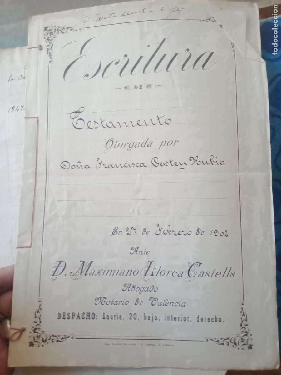 Manuscritos antiguos: Testamento Francisca Costey Rubio 1902 - Foto 1