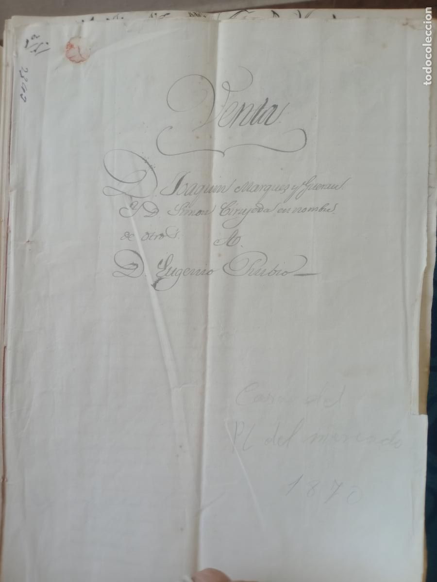 Manuscritos antiguos: Valencia. Venta 1851 Eugenio Rubio. Plaza del Mercat - Foto 1