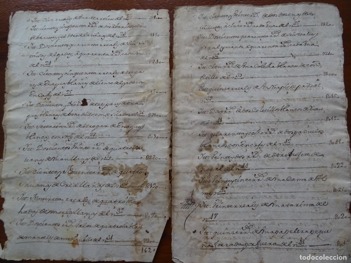 Manuscritos antiguos: Hijuela, lienzos, joyas, ajuar, 1760, 19 pags - Foto 2