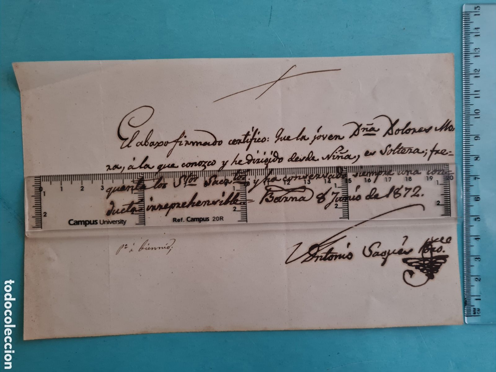 Manuscritos antiguos: CATALU&Ntilde;A BARCELONA - CERTIFICADO DE BUENA CONDUCTA - 1872 - PARA UN BIENNIO !!!