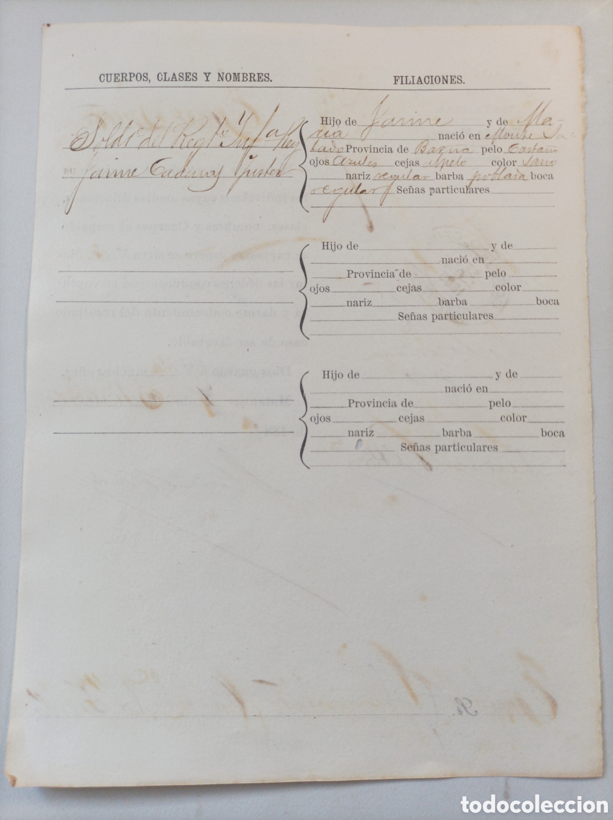 Manuscritos antiguos: Cuba espa&ntilde;ola , comunicaci&oacute;n de deserci&oacute;n de efectivo del ej&eacute;rcito espa&ntilde;ol ,a&ntilde;o 1889. - Foto 2