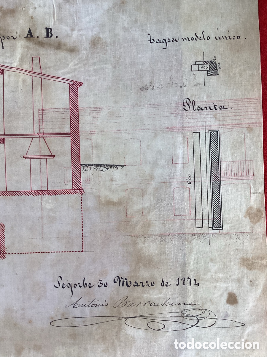Manuscritos antiguos: Proyecto MOLINO HARINERO Siglo XIX - Foto 6