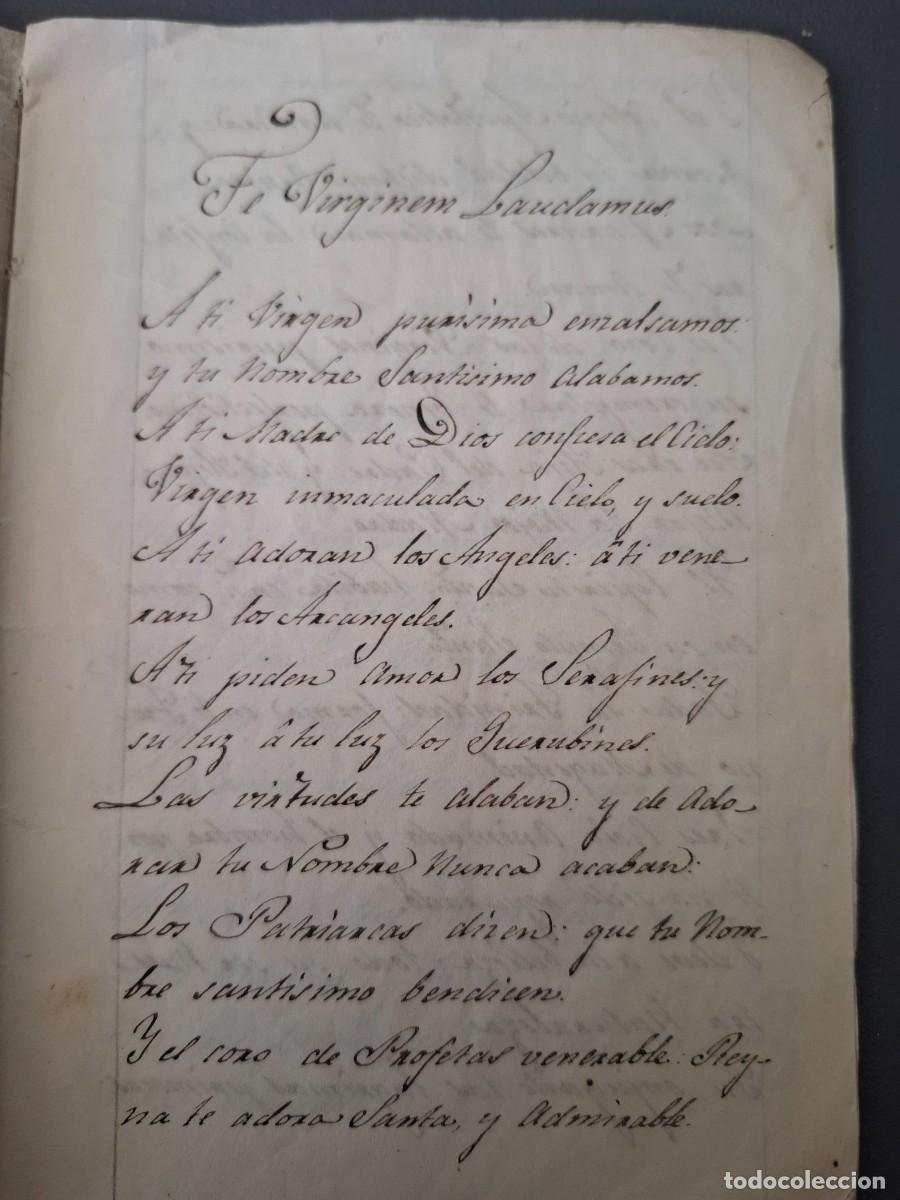 Manuscritos antigos: Fe Virginem laudamus - Plegaria a la Virgen - Principios siglo XX