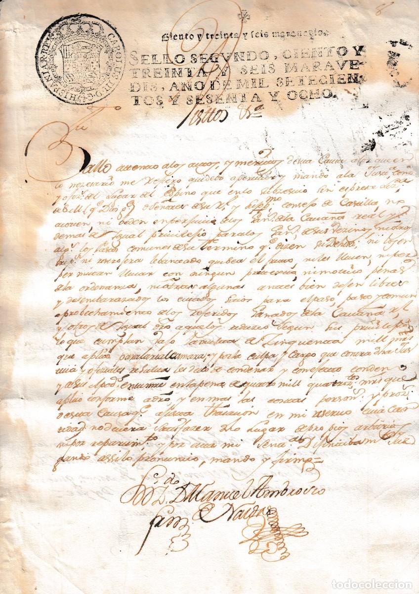 Manuscritos antiguos: 1768 ESPINAR (LEON) FALLO MESTA MULTA SOBRE CABA&Ntilde;A REAL - Foto 1