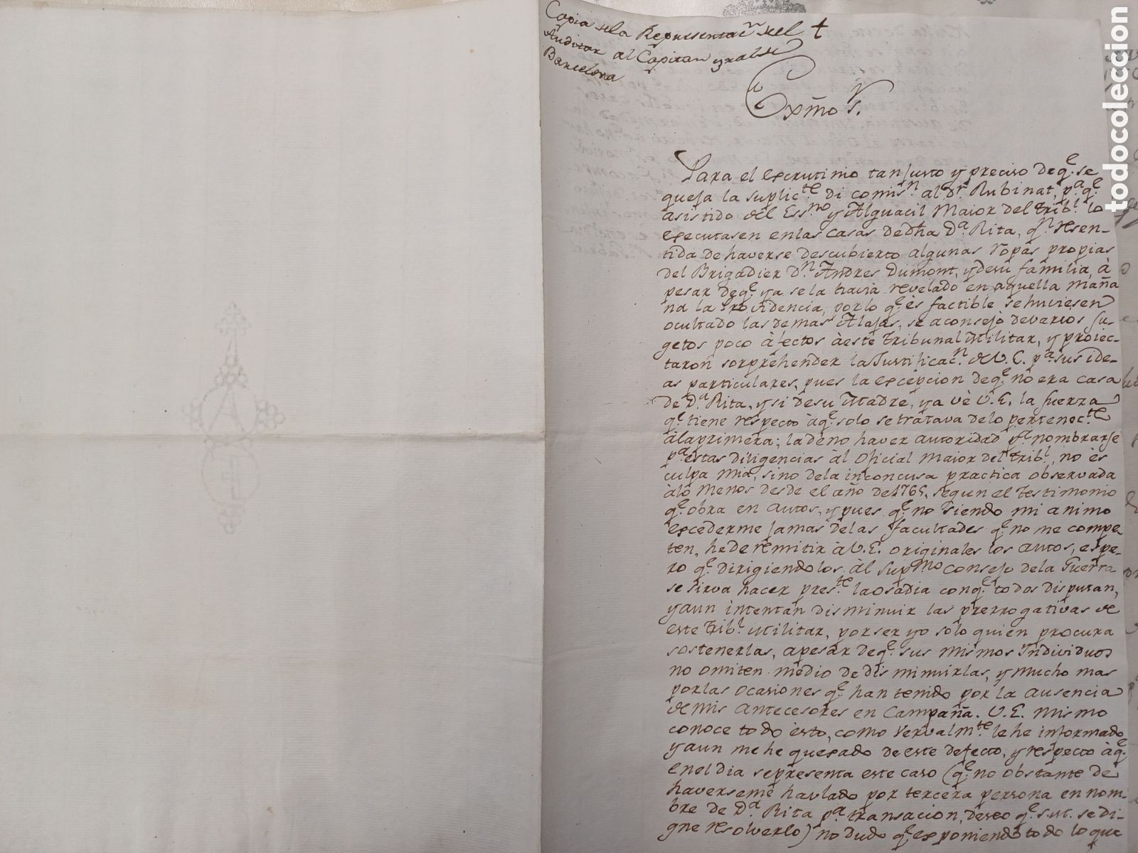 Manoscritti antichi: Pleito militar 1765. Muy interesante