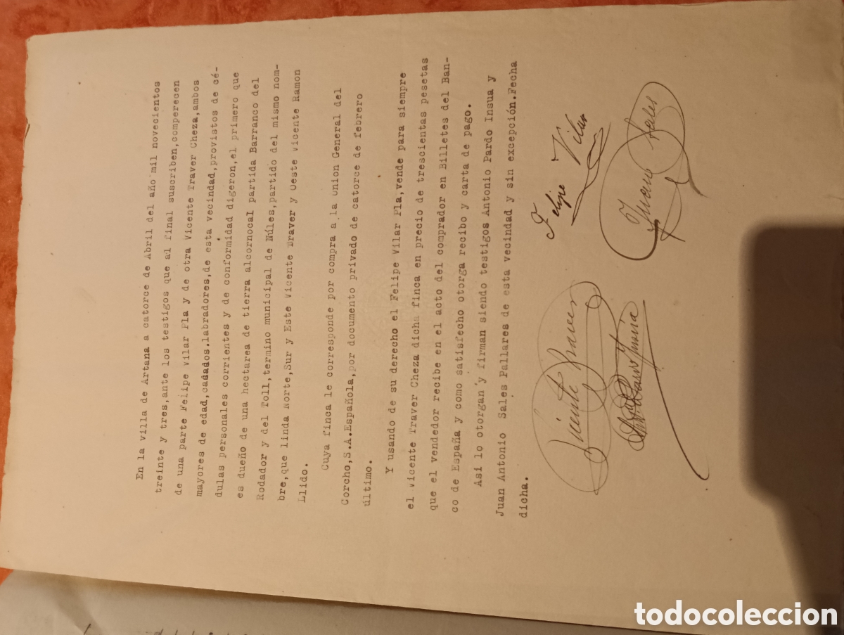 Manuscritos antiguos: 1933 NULES ARTANA VENTA ALCORNOCAL. COMPA&Ntilde;IA GENERAL DEL CORCHO - Foto 2