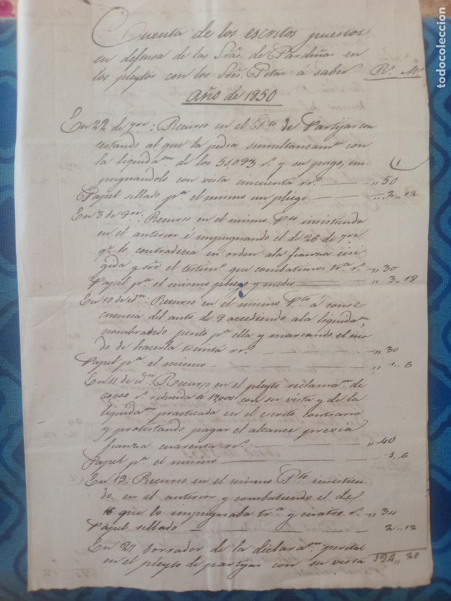 Manuscritos antiguos: Galicia. Escritos de defensa de las Sras. de Pardi&ntilde;as. 1850 - Foto 1