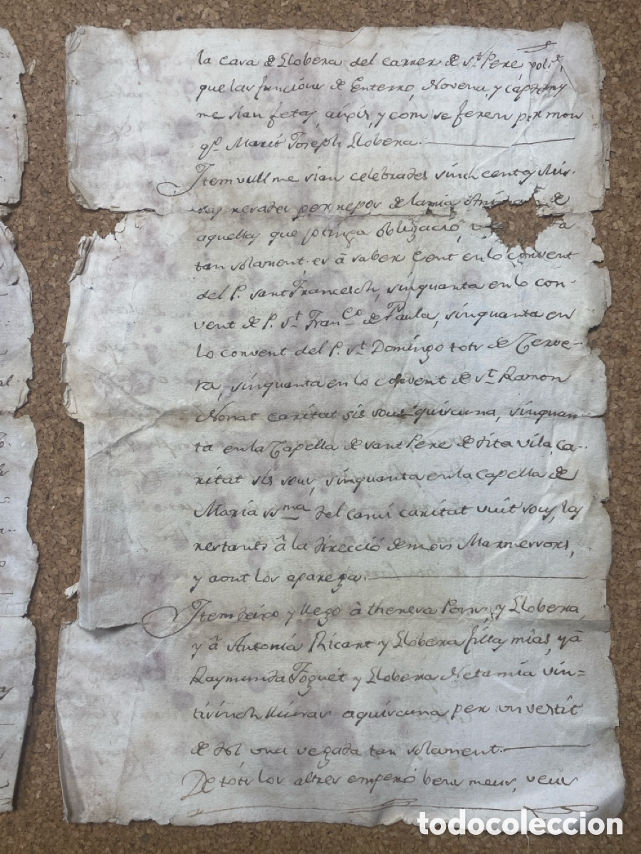 Manuscritos antiguos: Documento 1783 Testamento en Catal&aacute;n Llovera Ribalta Vila de Gra&ntilde;ena Bisbat de Solsona - Foto 3