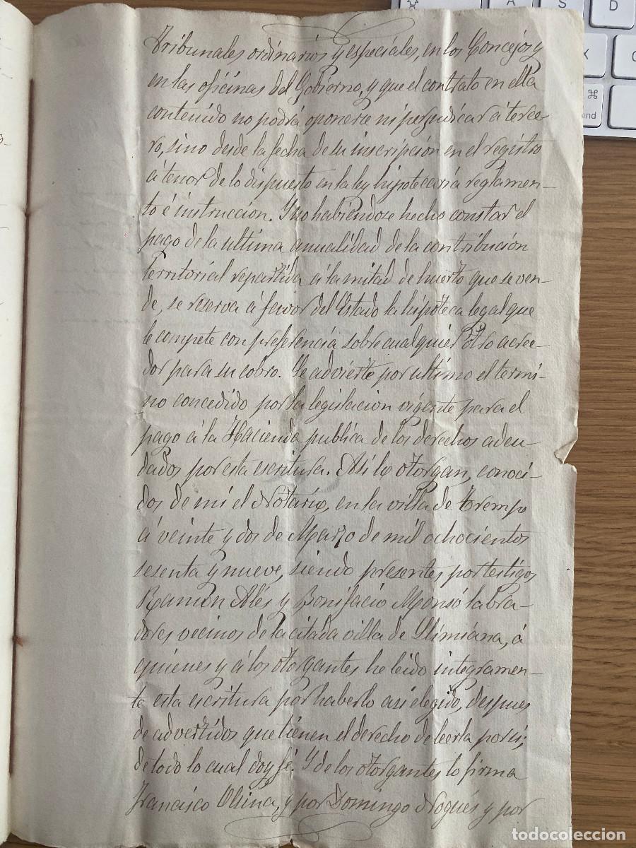 Manuscritos antiguos: documento notarial Llimiana Lleida, partido de Tremp 1869 - Foto 4