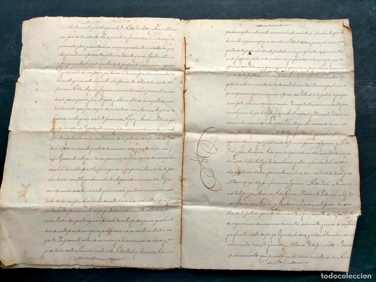Manuscritos antiguos: Escritura de compraventa retroventa su poder de D Francisco Raur&eacute;s y Barber&iacute; Barcelona Igualada 1865 - Foto 3