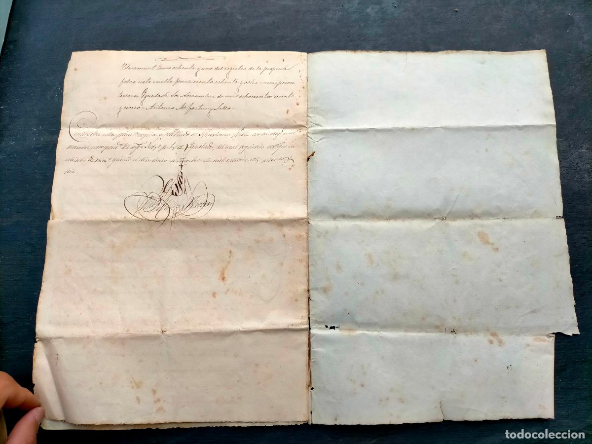 Manuscritos antiguos: Escritura de compraventa retroventa su poder de D Francisco Raur&eacute;s y Barber&iacute; Barcelona Igualada 1865 - Foto 4