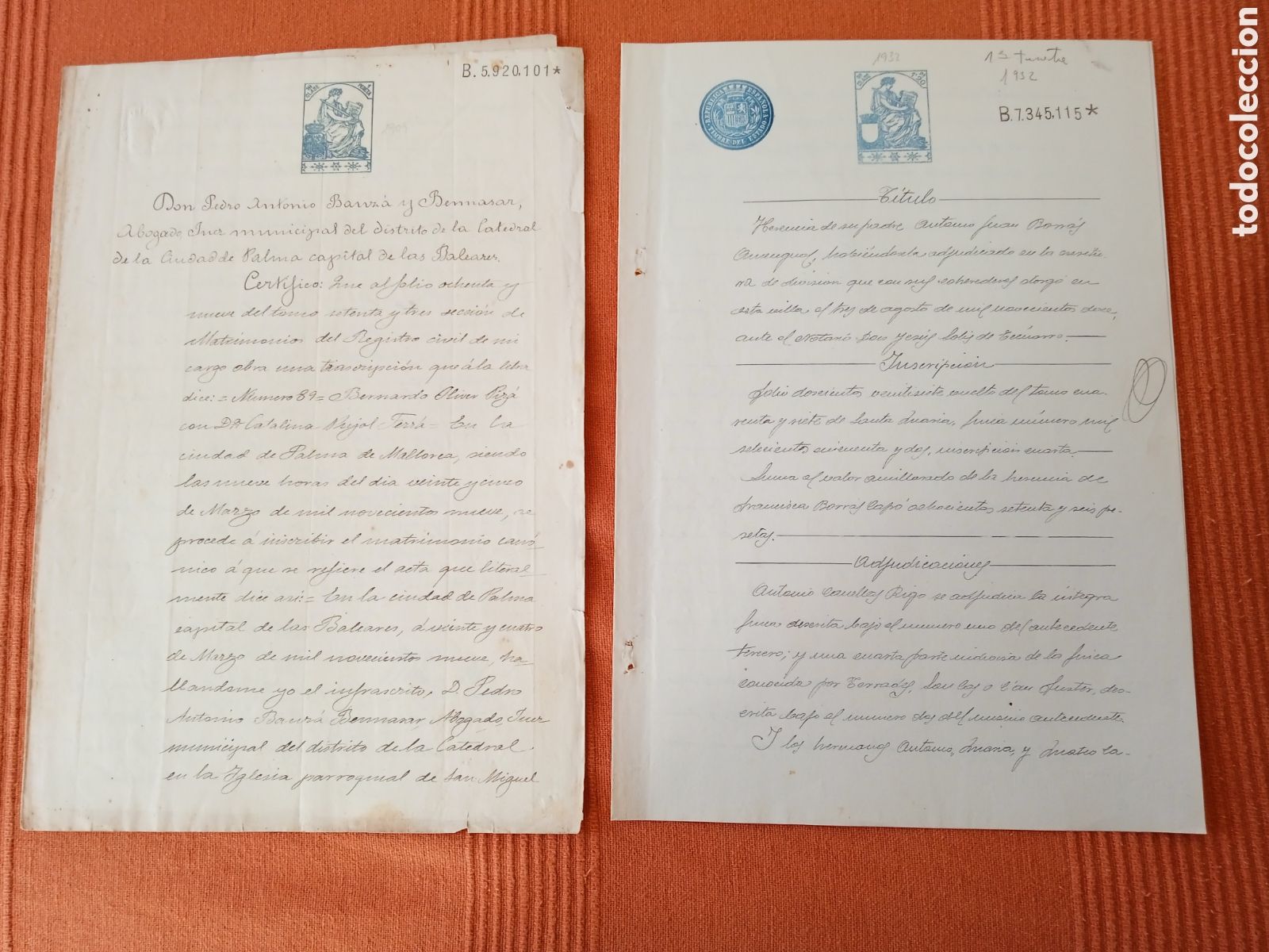 Manuscritos antiguos: LOTE DE QUINCE DOCUMENTOS DIVERSOS LA MAYOR&Iacute;A DE MALLORCA DIVERSOS SELLOS - Foto 8