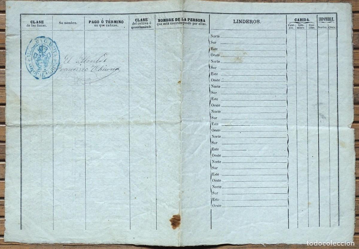 Manuscritos antiguos: ANTIGUO DOCUMENTO DE FINCAS R&Uacute;STICAS: SOTOPALACIOS (BURGOS). A&Ntilde;O 1905 - Foto 2