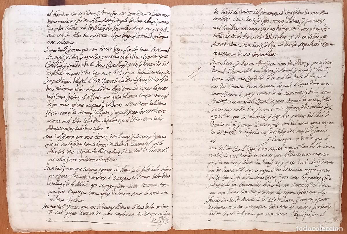 Manuscritos antiguos: Testament de Joan Servera, de la Selva de Mar (Girona). Manuscrit de 1688. - Foto 6